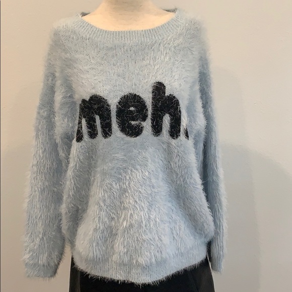 Forever 21 Sweaters - Cozy “Meh” Graphic Fuzzy Sweater